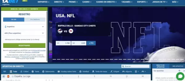 registro 1xbet NFL